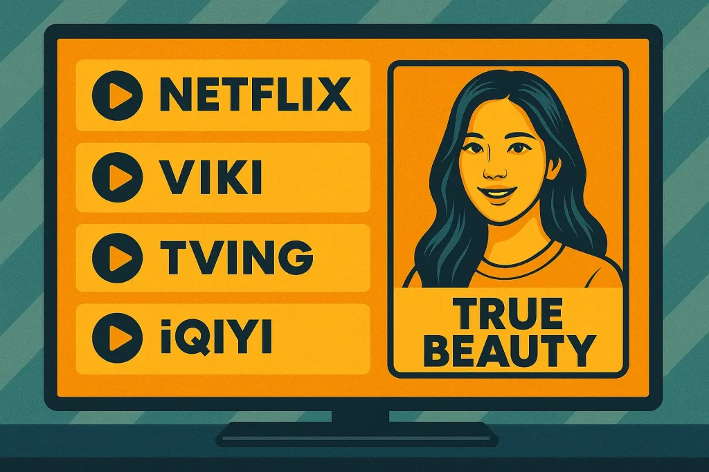 Streaming platforms displaying True Beauty drama options.