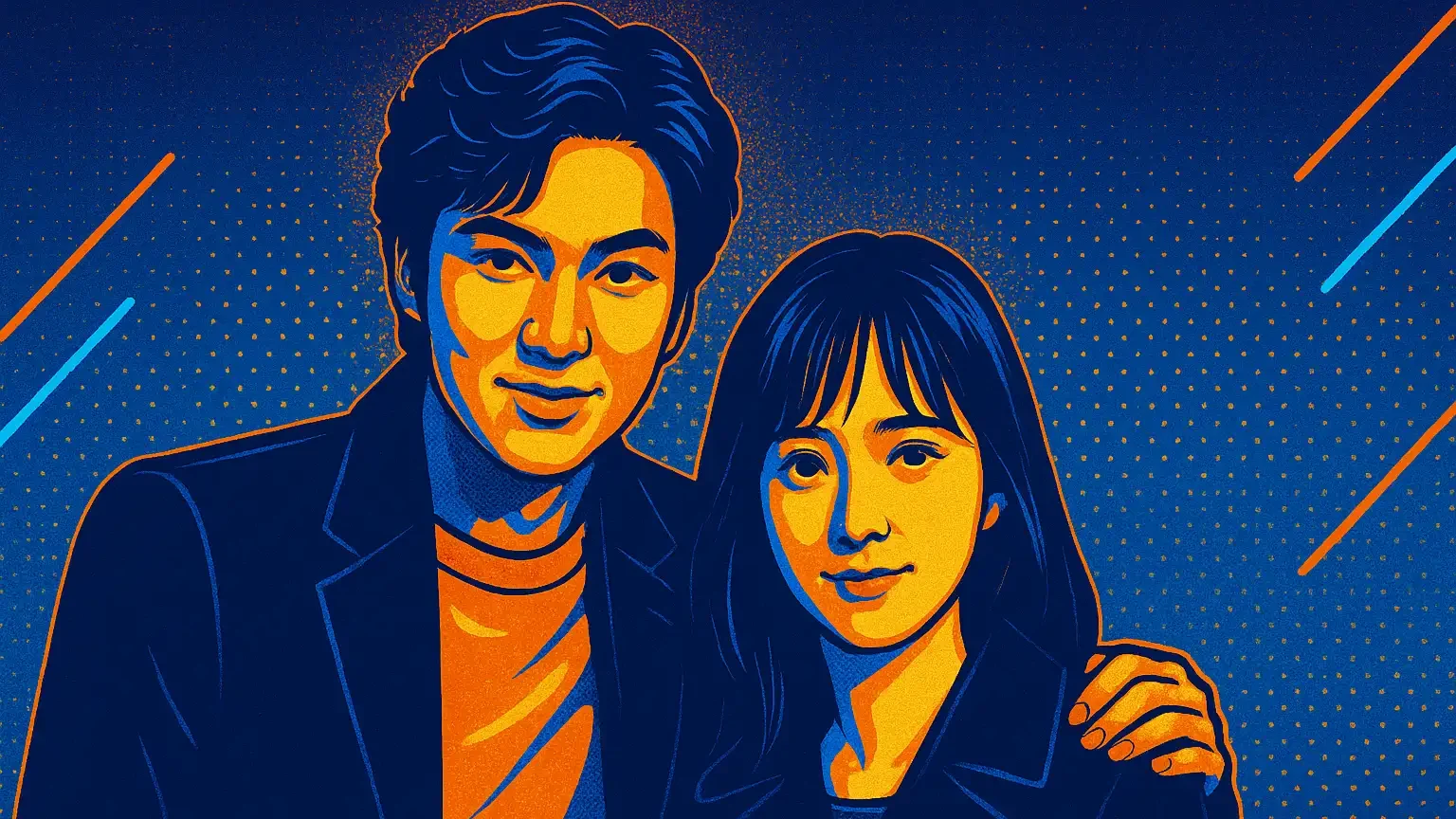 Lee Min-ho and Ku Hye-sun posing together on set.