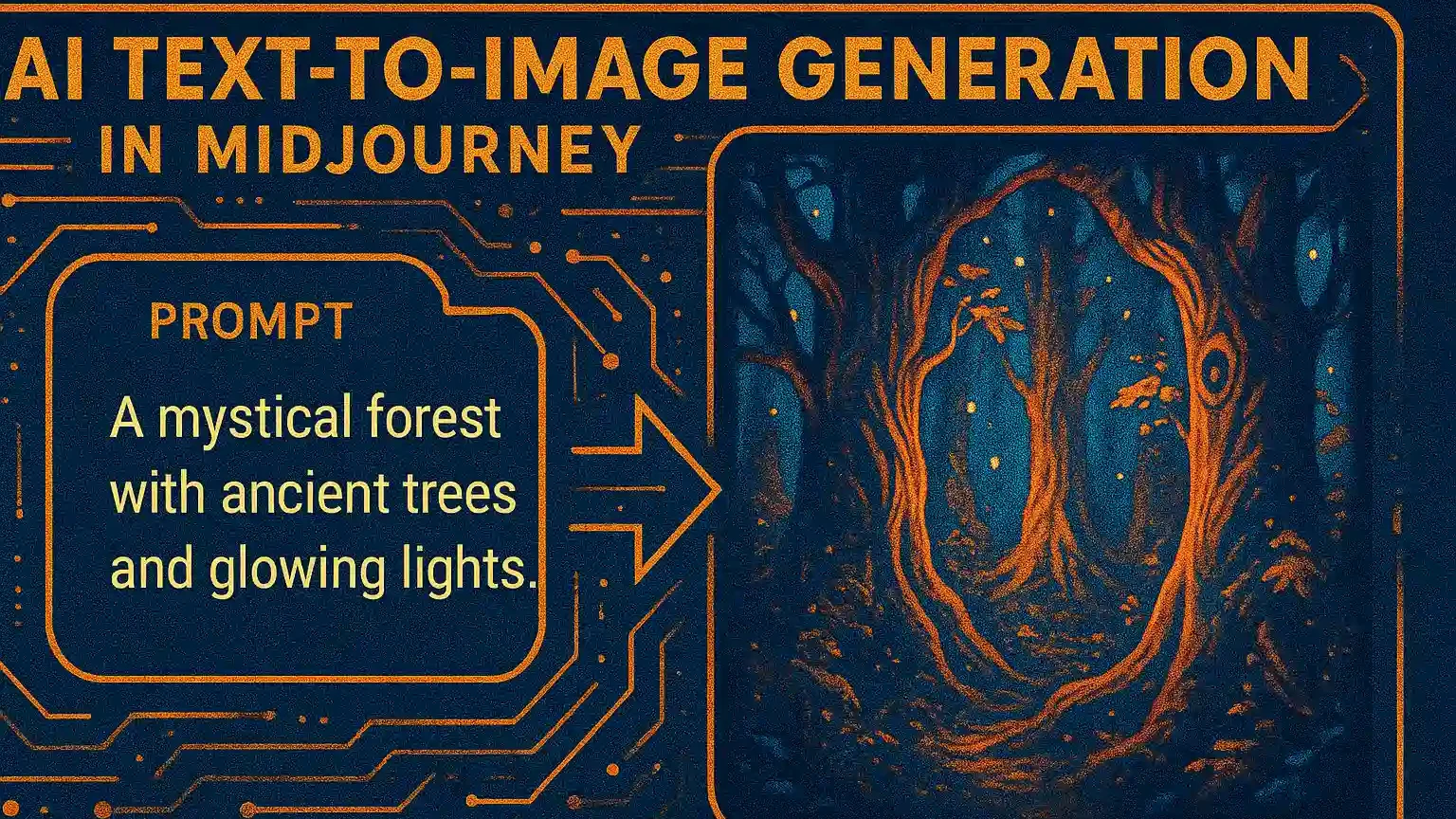 Example of AI text-to-image generation process in Midjourney transforming prompts into detailed digital art.