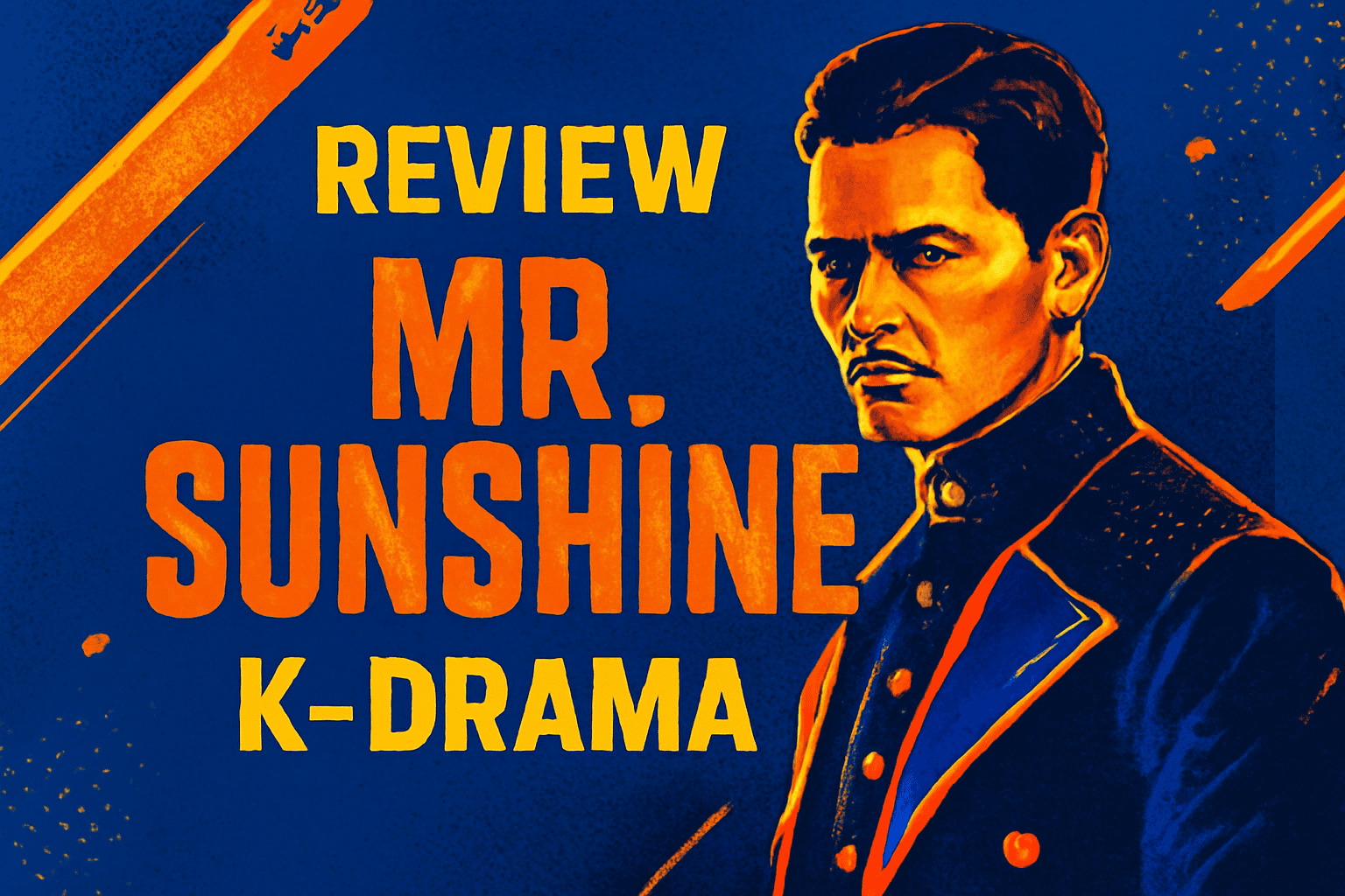 pop art style poster reviewing the K-drama Mr. Sunshine.