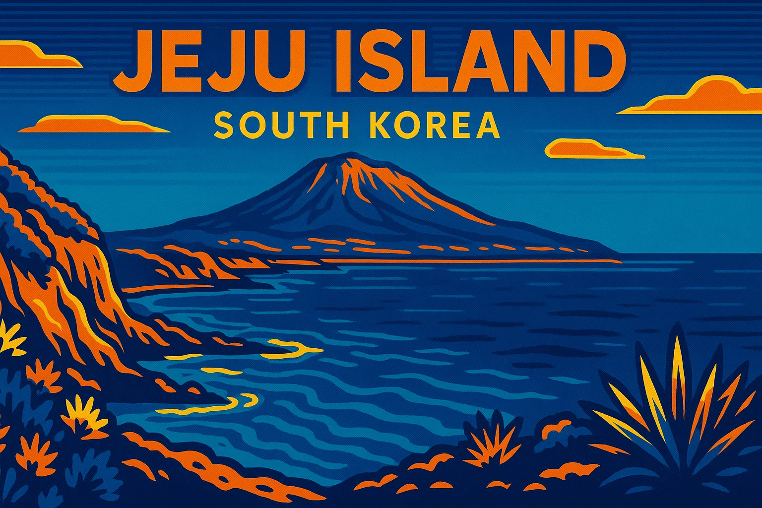 Scenic view of Jeju Island South Korea coastline