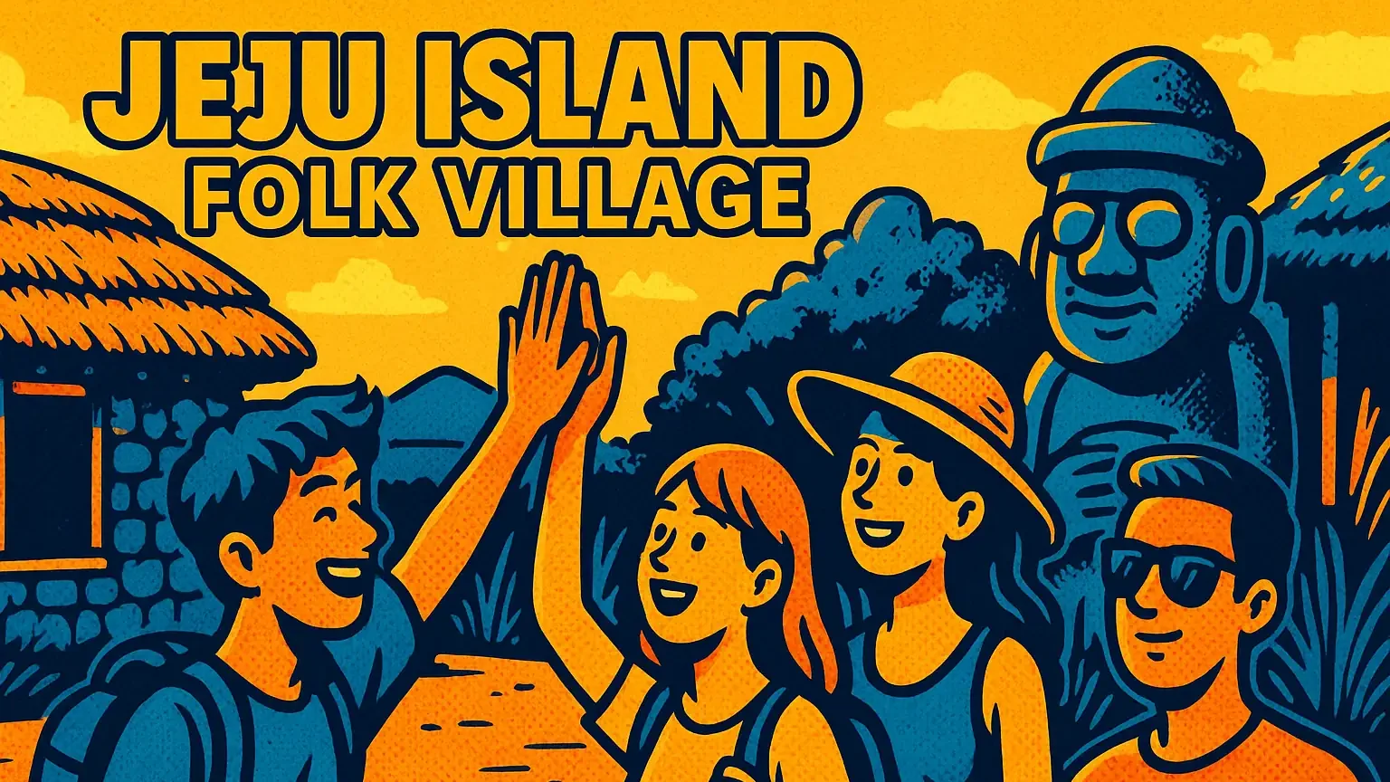 Visitors enjoying Jeju Island South Korea folk village
