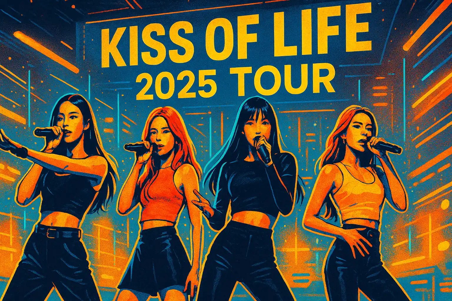 Kiss of Life members performing during 2025 tour stage