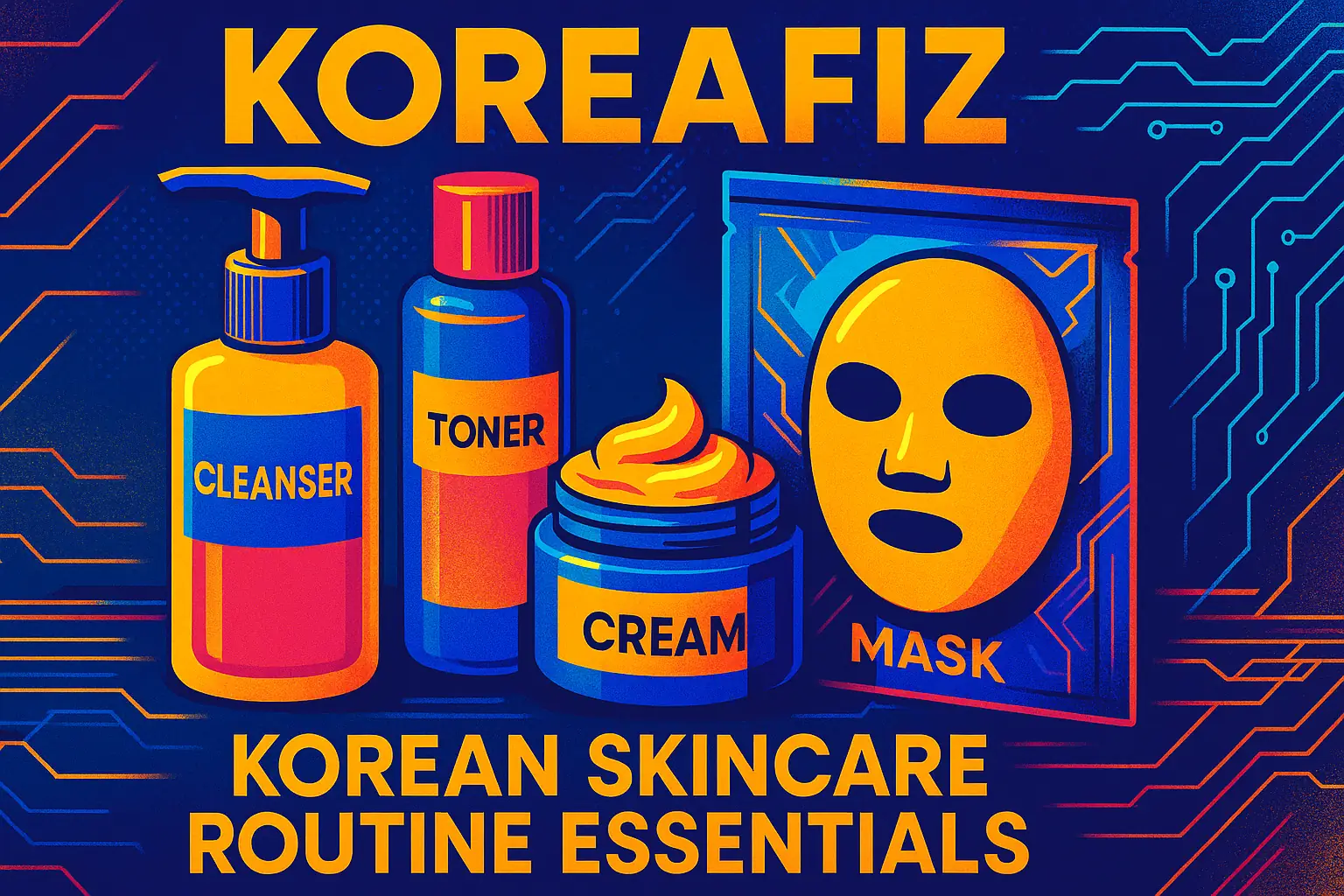 Korean skincare routine essentials neatly arranged
