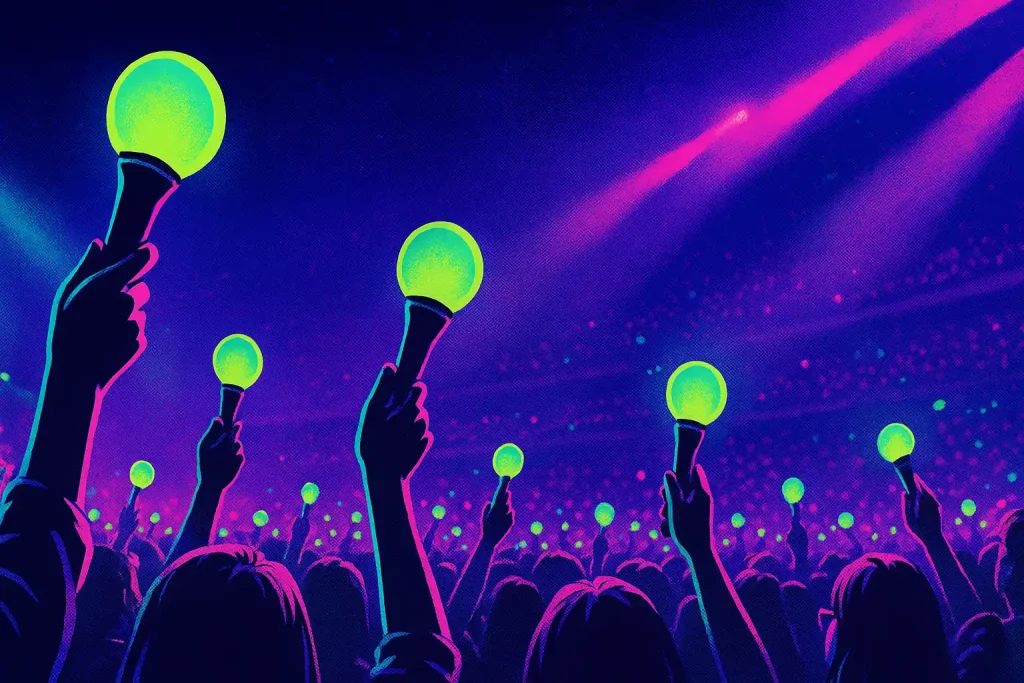 Fans waving lightsticks during Kpop world tour show