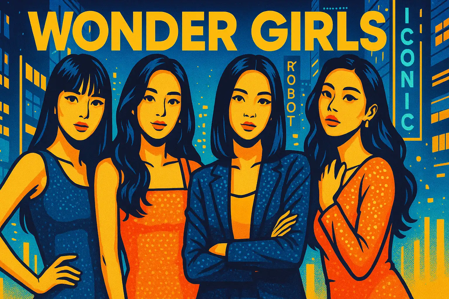 Wonder Girls members posing during iconic group photo