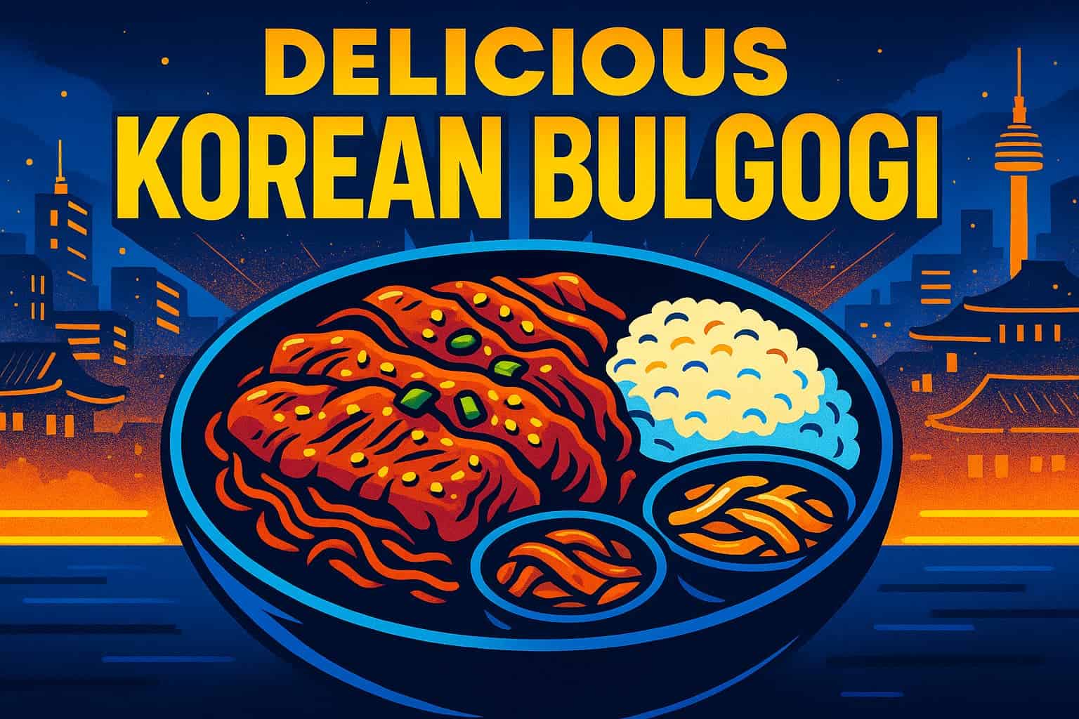 Delicious Korean Bulgogi beef served with rice and side dishes.