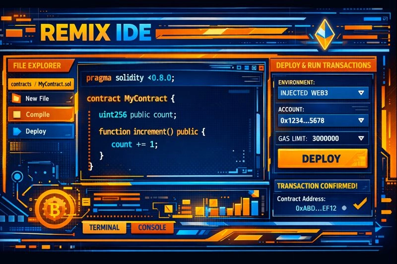 Smart contract code deployed via Remix IDE