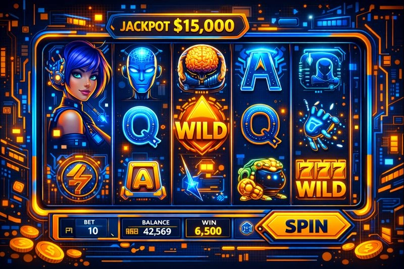 Animated slot game with futuristic theme