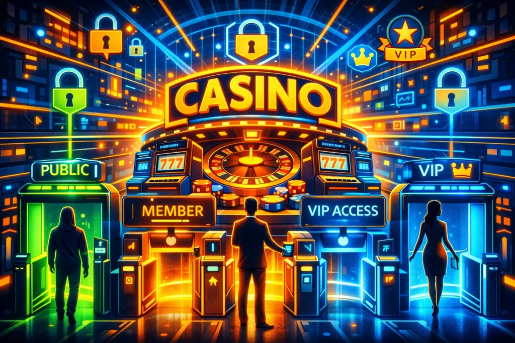Exclusive casino site environment showing segmented system access