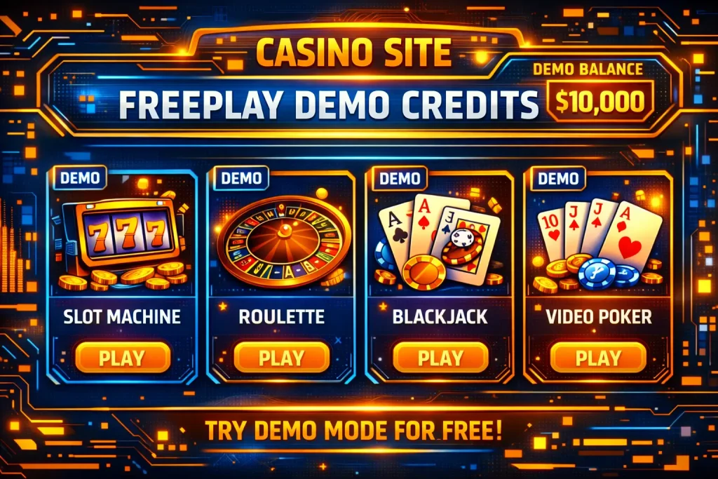 User viewing Casino Site Freeplay practice balance indicator