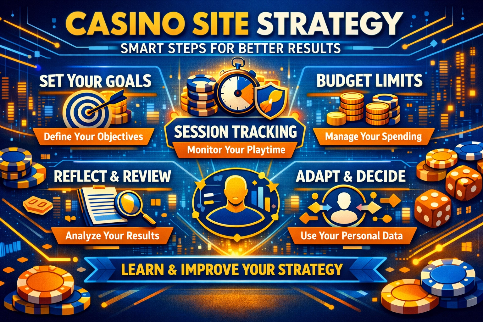 Casino Site Strategy infographic showing smart steps for better results