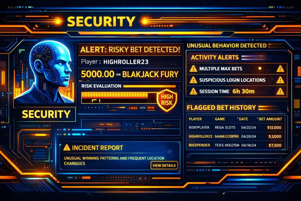 Security screen flagging risky bets and unusual behavior