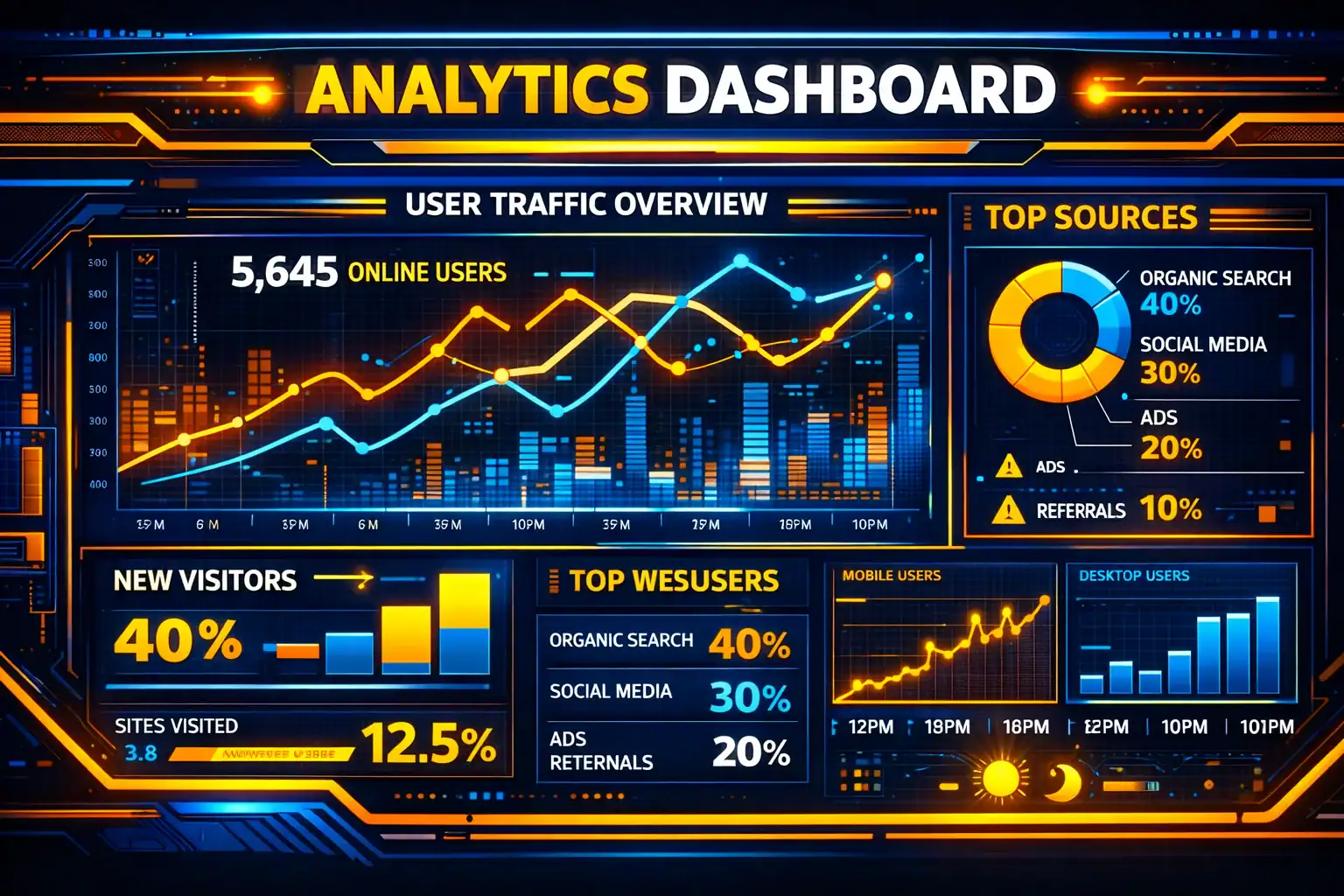 Analytics dashboard showing casino user traffic trends
