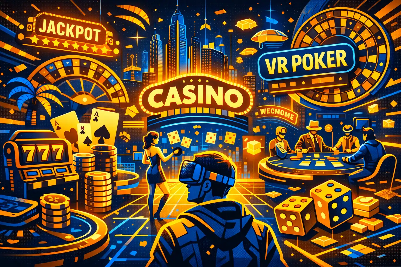 Casino Site Metaverse concept showing a virtual casino space inside an immersive digital world
