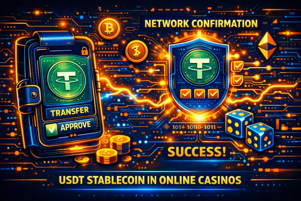 Crypto wallet and network confirmation for Casino Site USDT transfers