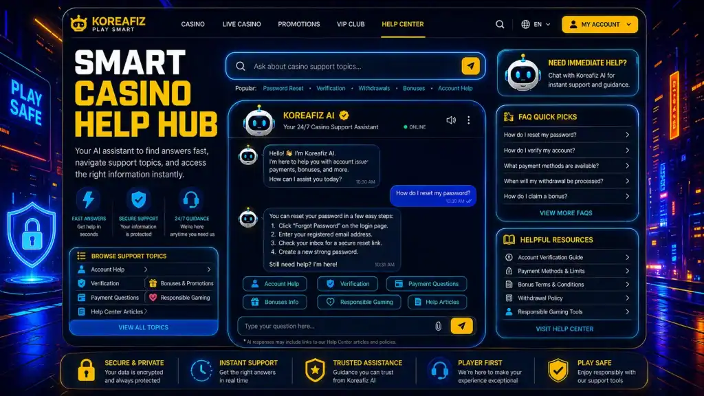 Casino Site Chatbot assisting users through automated responses