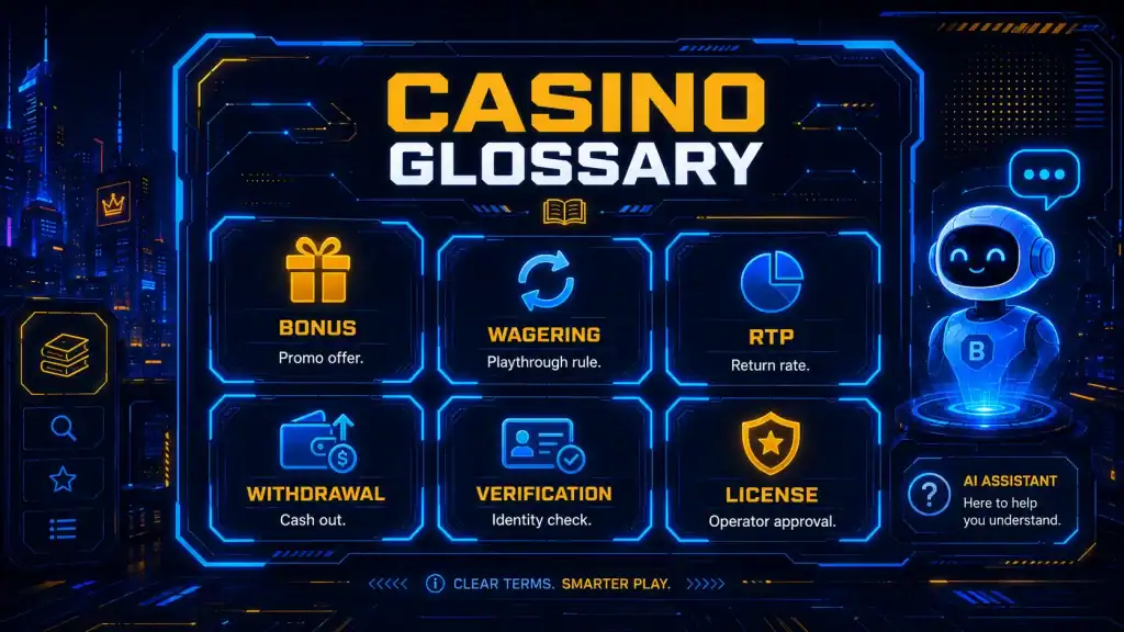 Educational guide showing casino safety factors and verification notes