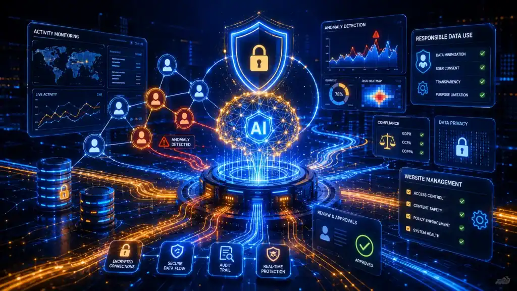Digital security illustration showing AI
