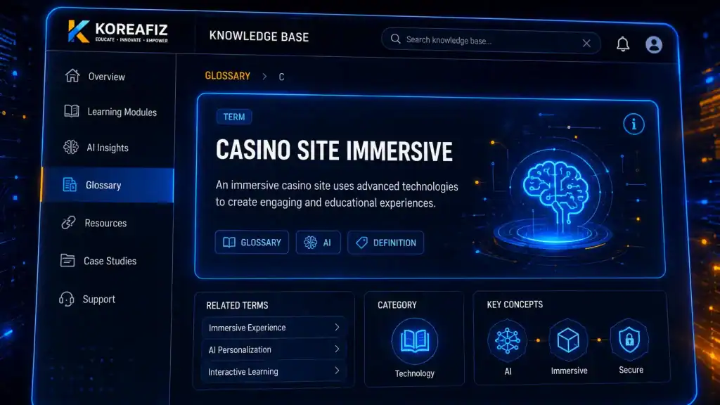Close-up of a glossary-style web page defining Casino Site Immersive