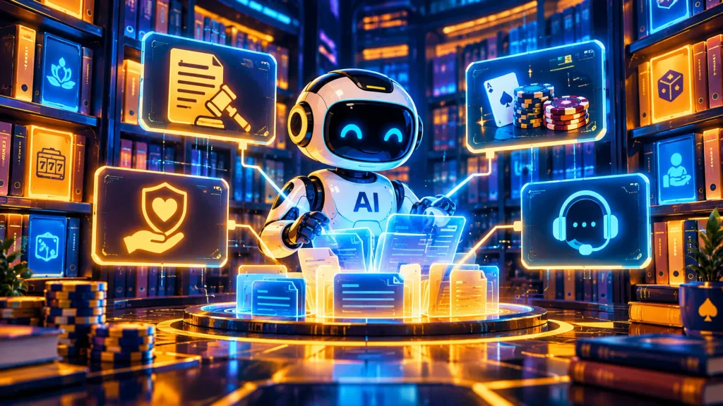 AI knowledge engine scanning casino policies
