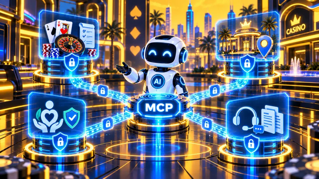 AI system retrieving casino game rules, venue information, responsible gaming resources