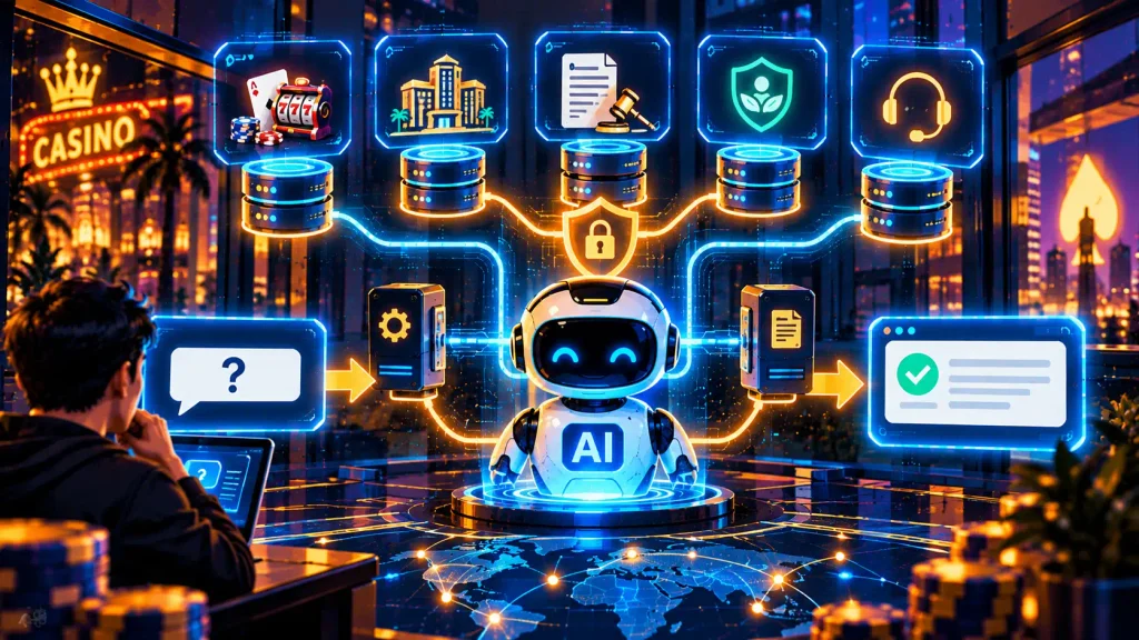 Secure MCP architecture for casino information systems showing an AI host